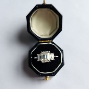New Platinum 3-Stone Moissanite Engagement Ring